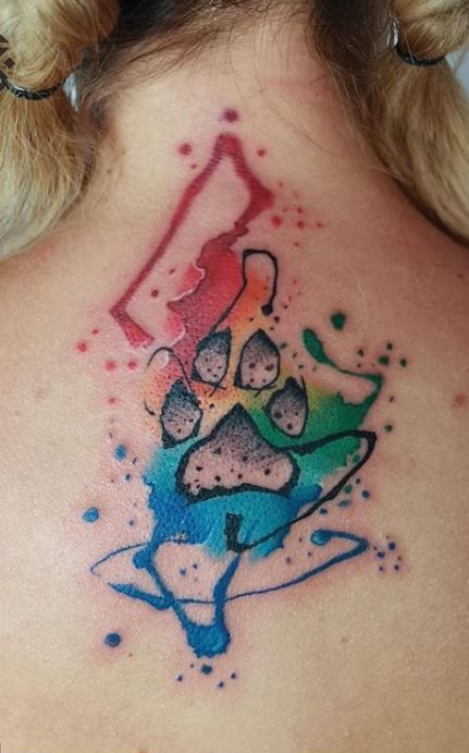 watercolor paw print tattoo ideas