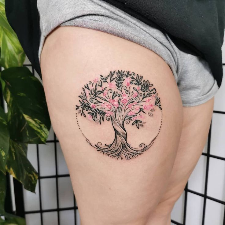 woman beautiful tree of life tattoo