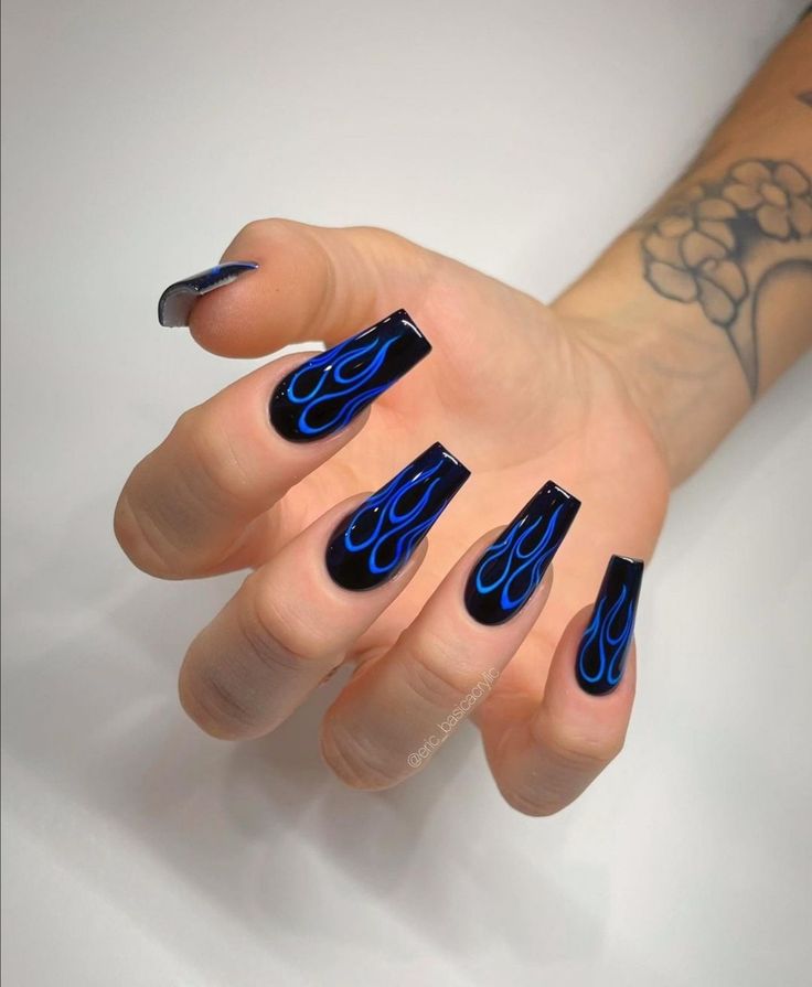 black and blue nail polish