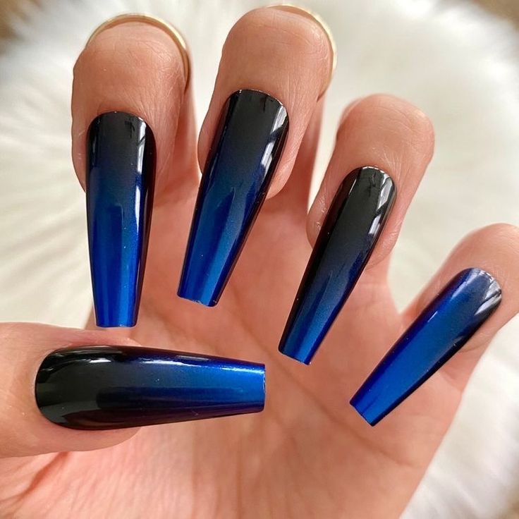 coffin black and blue nail designs